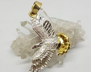 Sterling Silver and Gold Flying Eagle Pendant